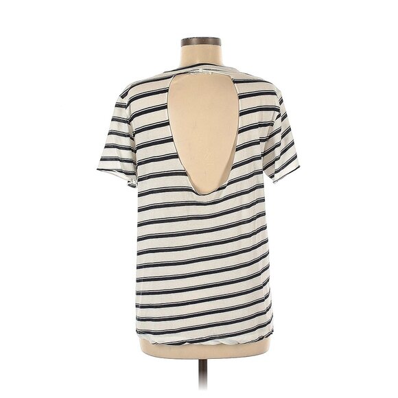 A.L.C. Short Sleeve Tee Size Medium Navy Blue and White Stripe Cutout Back Sz M - Picture 2 of 7